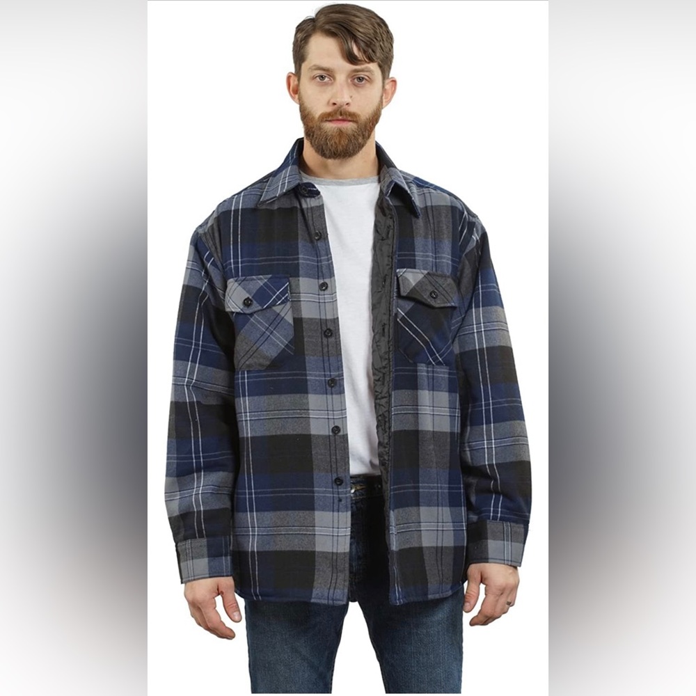 Men’s flannel quilted jacket size M with side pocket and button closures